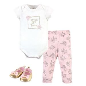 Little Treasure Little but Fierce 3 Piece Set - Cotton Bodysuit Pant Shoe